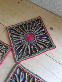 Vintage rieten pannen onderzetters