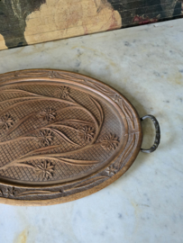 Oud bewerkt houten dienblad