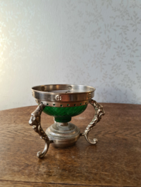 Antiek art deco theelichtje comfoortje groen glas