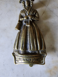 Oude messing deurklopper victoriaanse dame