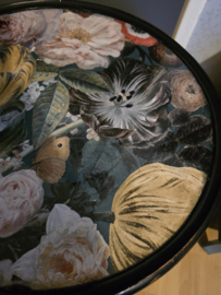 Oud houten bijzet tafeltje floraal decor
