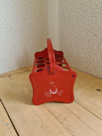 Antiek rood blikken eierrekje
