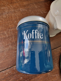 Petrol blauw emaille koffie bus