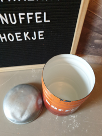 Vintage rood oranje emaille koffiebus
