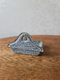 Grijs gewolkt emaille zeepbakje