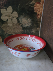 Diepe emaille schaal bloemen