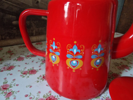 Rood emaille grandmere koffiepot