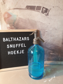 Antiek blauw glazen spuitfles sodafles J Otter Alkmaar