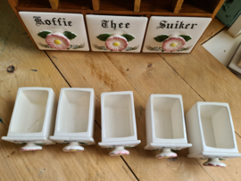 Antiek brocante kruidenkastje koffie thee suiker