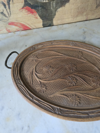Oud bewerkt houten dienblad
