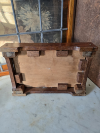 Oud eiken voetenbankje brocante rozen