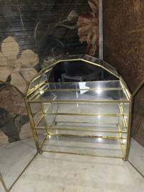 Antiek halfrond glazen pronkkastje vitrinekastje