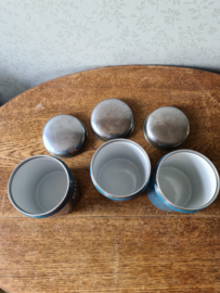 Petrol blauw emaille koffie thee suiker bussen