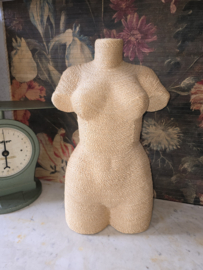 Vintage rieten paspop buste torso dame