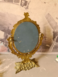Antiek messing tafel spiegel cupido