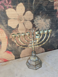 Antiek messing joodse kandelaar chanoekia