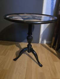 Oud houten bijzet tafeltje floraal decor