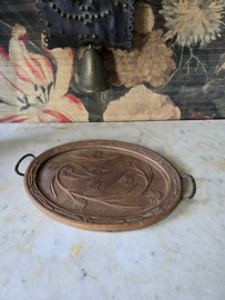 Oud bewerkt houten dienblad