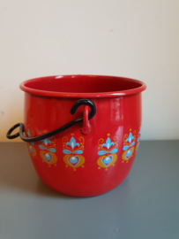 Vintage rood emaille grandmere pan pot