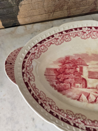 Beboterde broodschaal boerenhoeve rood