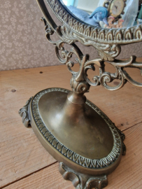 Antiek koperen tafel spiegel