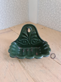 Donkergroen emaille zeepbakje