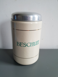 Crème emaille beschuitbus gouden bies
