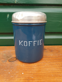 Petrol blauw emaille koffie bus