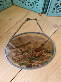 Oude ovale raamhanger fazanten
