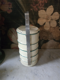 Creme emaille rantang etensdrager