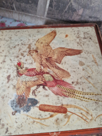 Antiek blikken trommel fazanten