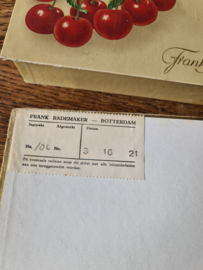 Oud kartonnen doosje kersenpralines Frank Rademaker