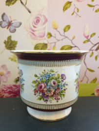 Porseleinen cachepot bloempot bordeaux rood rozen