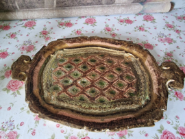 Oud bewerkt houten dienblad nr1