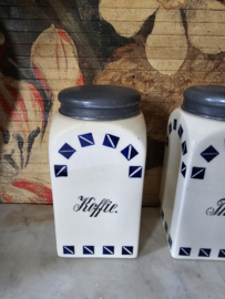 Antieke koffie thee suiker potten