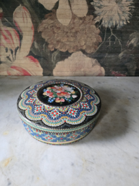 Antiek blikken kraaltjes koektrommel