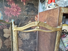 Antiek messing haardscherm vonkenvanger franse lelie