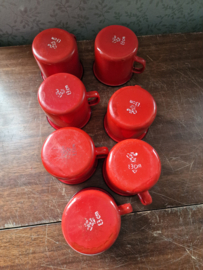 Rood emaille  bekers