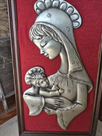 Maria met kindje Jezus in houten lijstje