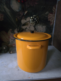 Vintage oranje emaille pan Japy