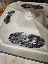 Soepterrine landschap zwart
