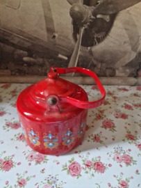 Rood emaille grandmere keteltje