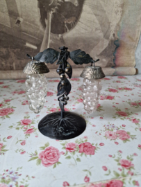 Vintage glazen peper en zout stel druiventros