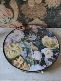 Vintage draaiplateau dienblad bloemen vlinder