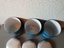 Petrol blauw emaille koffie thee suiker bussen nr2