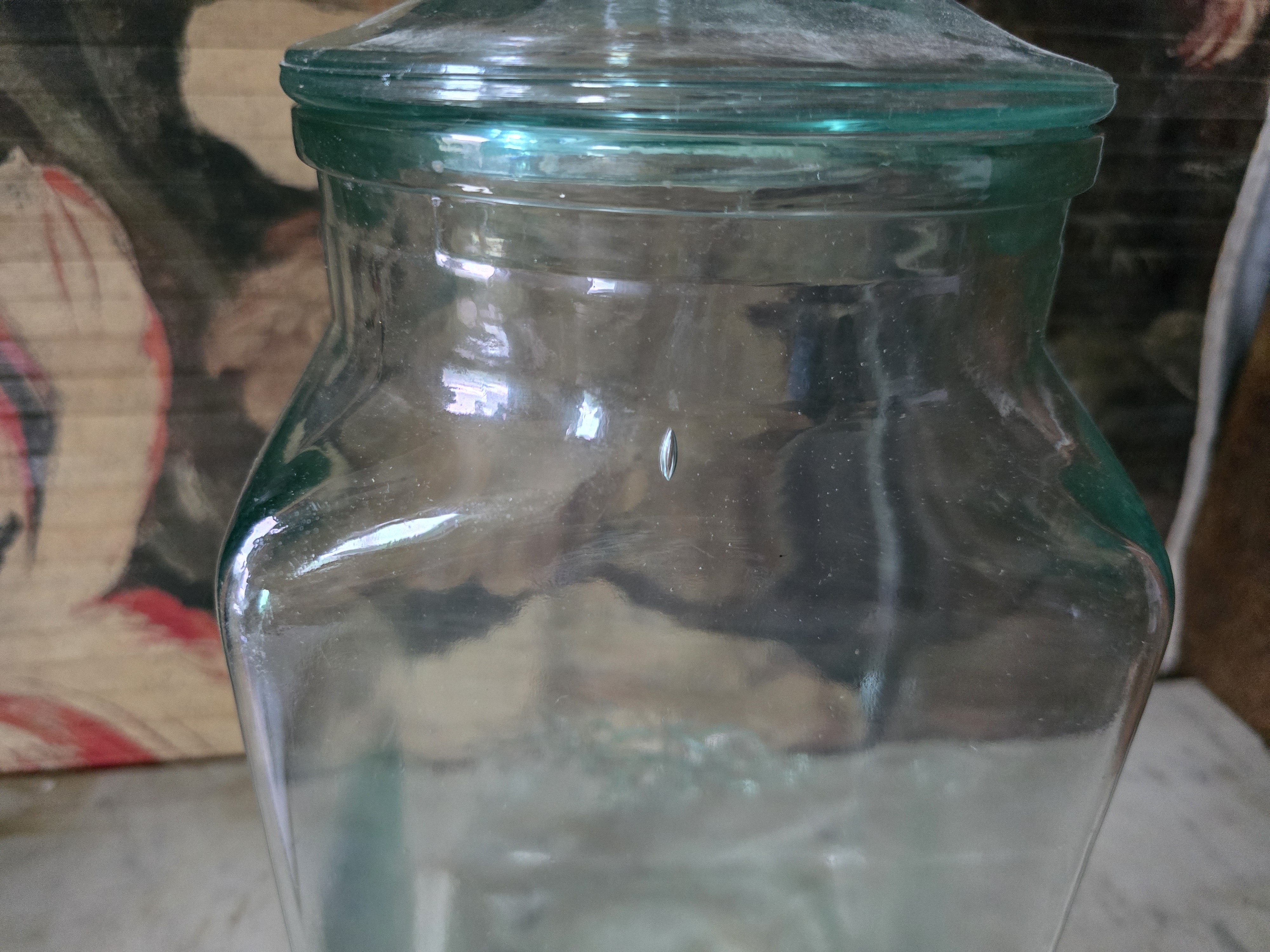 Blauw glazen pot met deksel snoeppot
