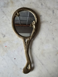 Art nouveau messing handspiegel dame