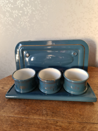 Petrol blauw emaille zand zeep soda
