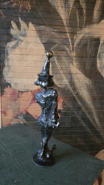 Bronzen beeldje clown met hoed