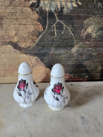 Porseleinen peper en zout stel roos